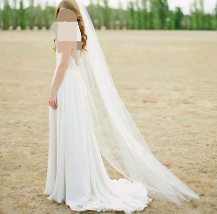 Welon Biały Ślubny Grzebyk Tiul Długi 200 cm