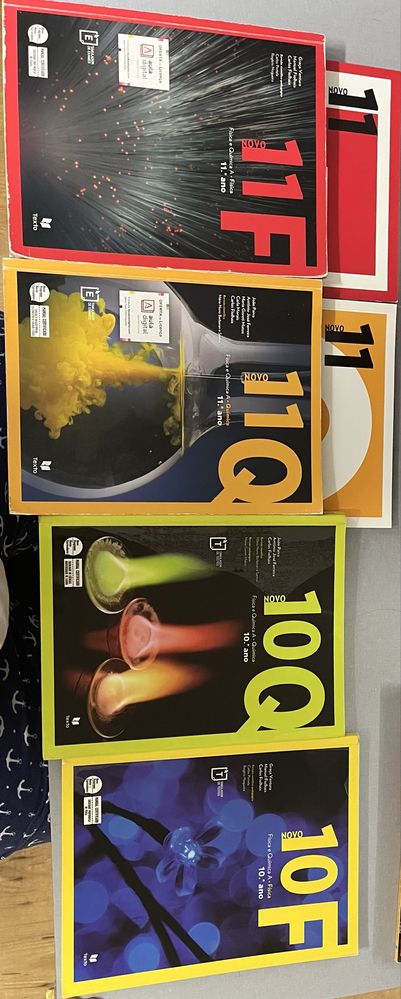 Livros escolares de fisico quimica do 10 e 11 ano, caderno de atvidade