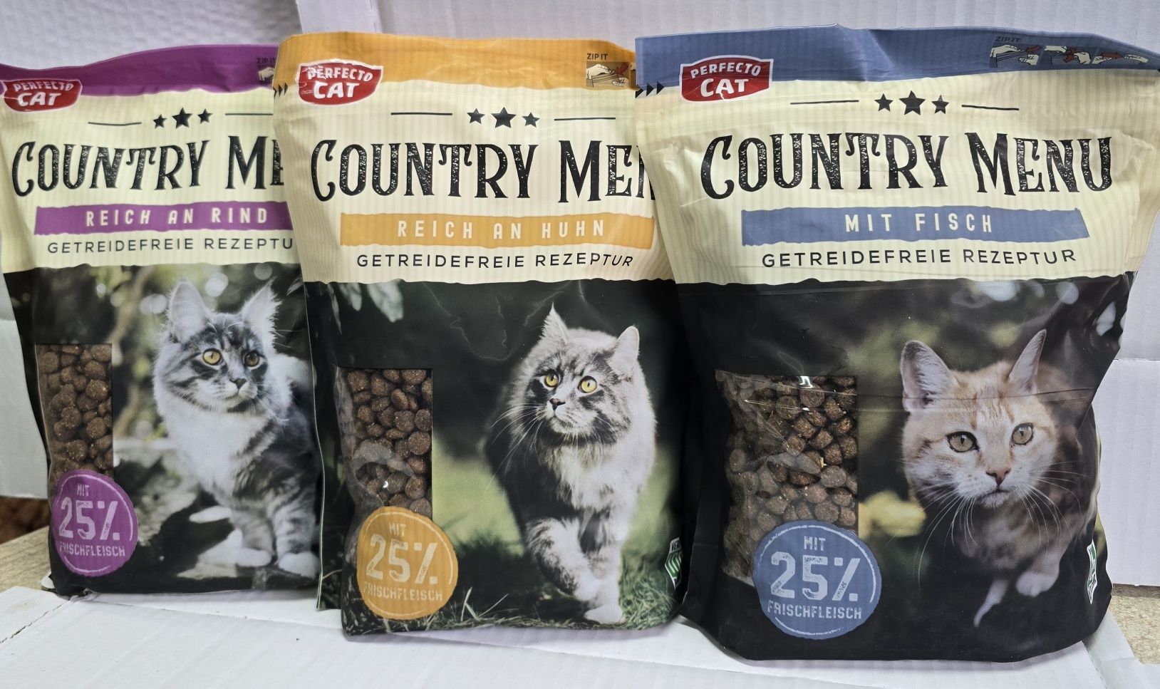 10x500g Karma Premium bez ZBÓŻ dla KOTA Country Menu mix trzech smaków