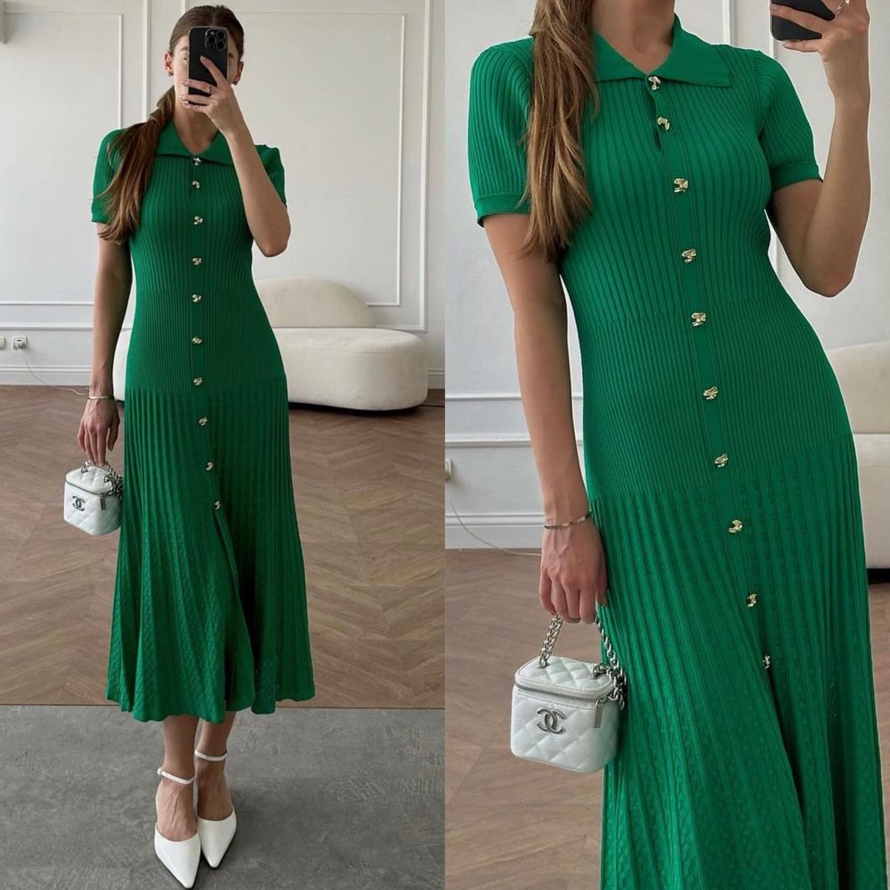 Платье зеленое в стиле Sandro