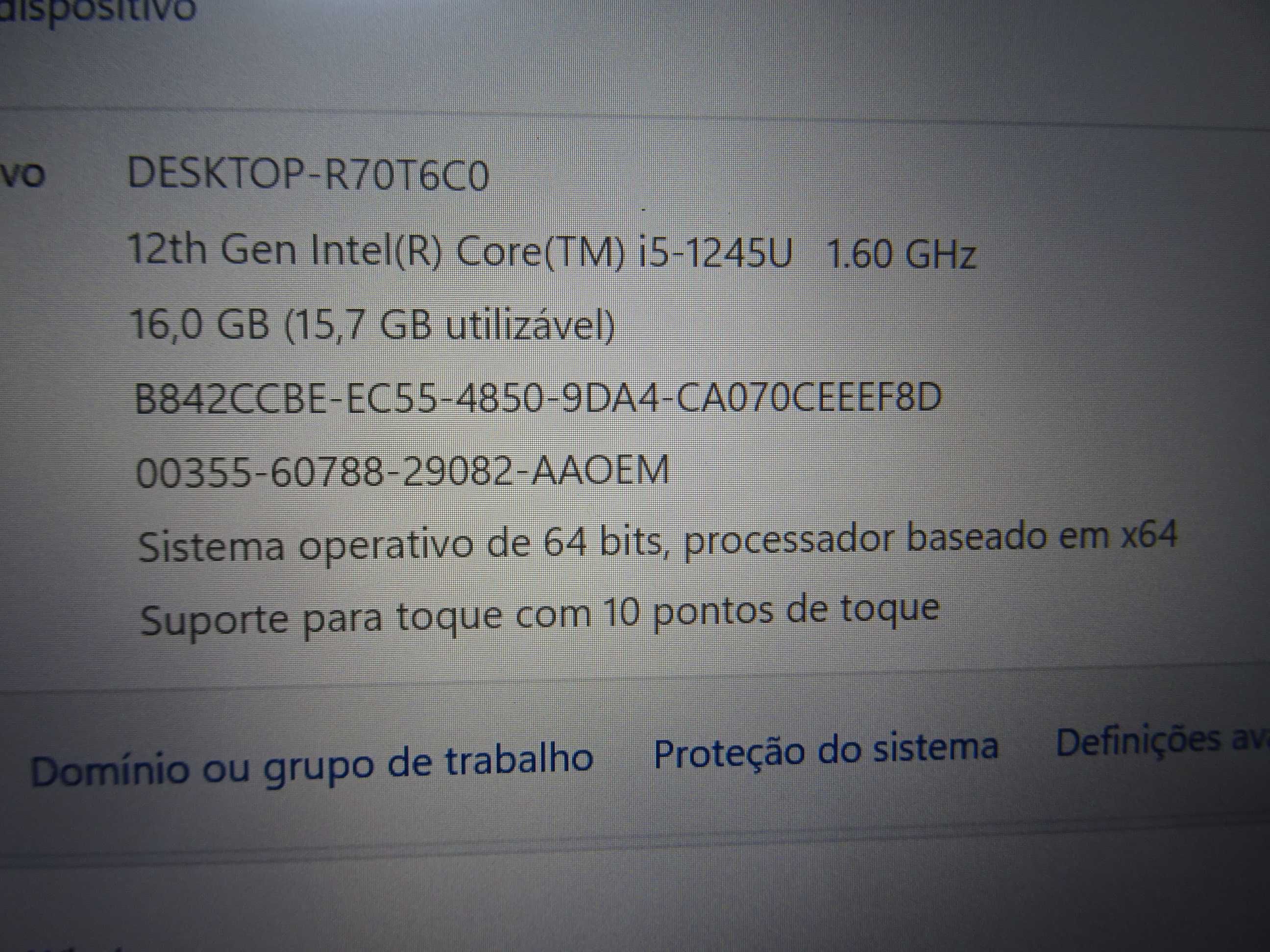 Portátil Lenovo ThinkPad T14 G3-FHD Touch, i5-12ª ger. Garantia