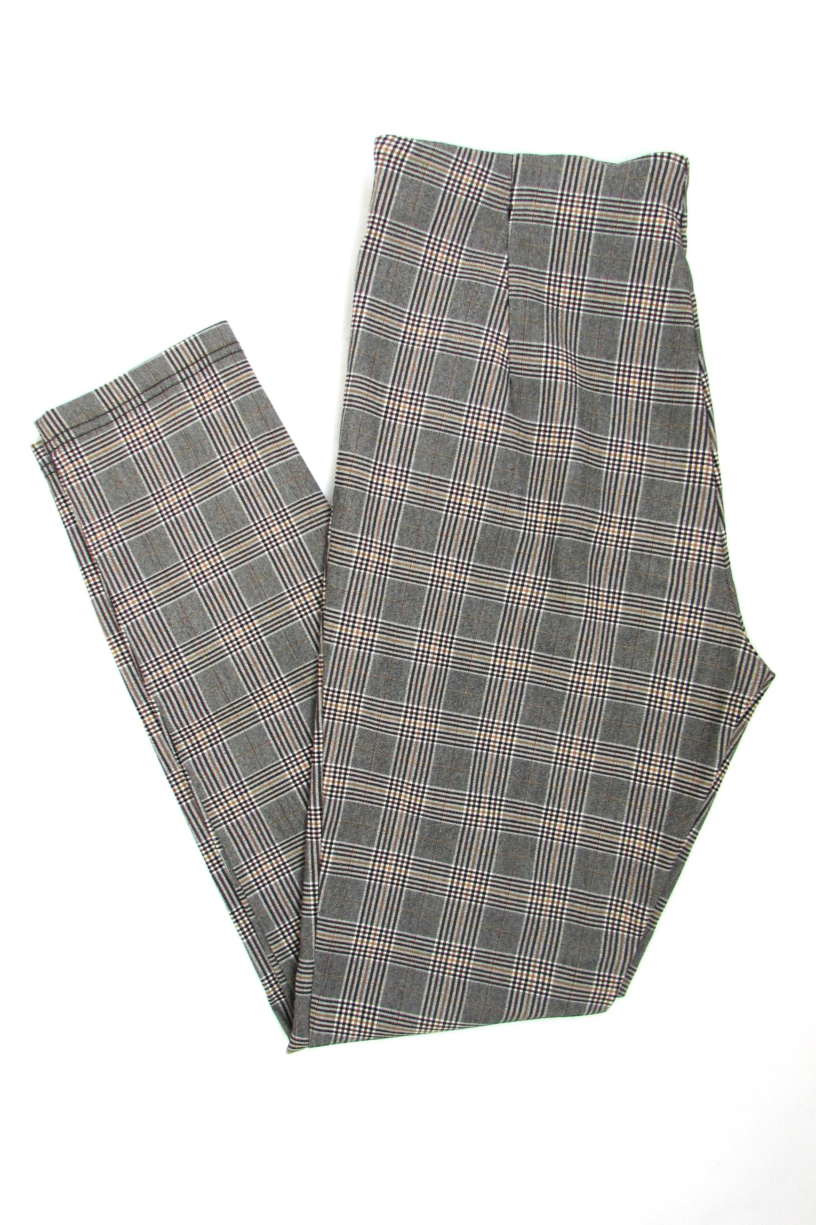 C&A dopasowane spodnie rurki legginsy w kratkę r. L