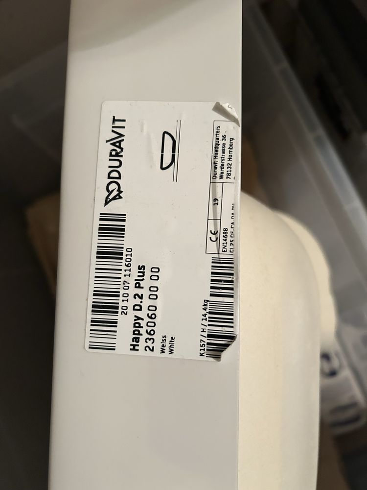 Nowa umywalka nablatowa 60 x 46 półokrągła biała Duravit 236060
