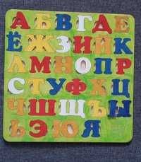 Азбука алфавит деревянная разноцветная