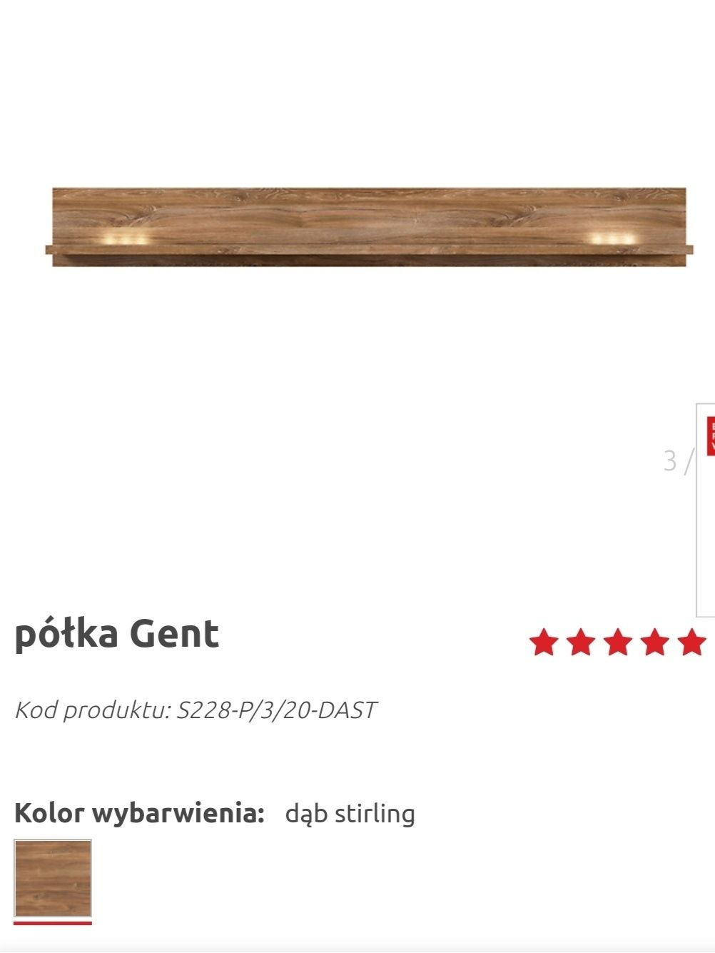 Nowa półka Gent BRW dąb stirling