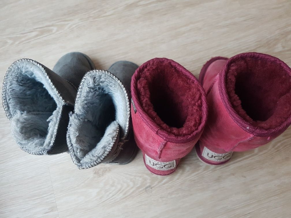 Buty UGG na zimę, śniegowce, czerwone, szare 29