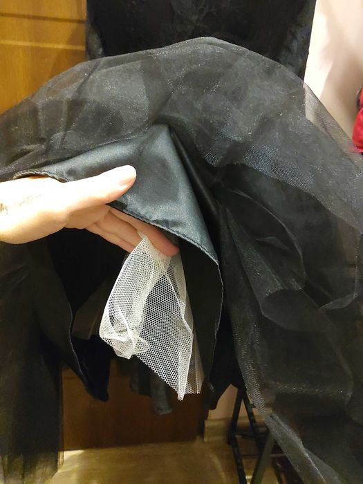 Sukienka rozkloszowana koronka tiul czarna rozmiar 34