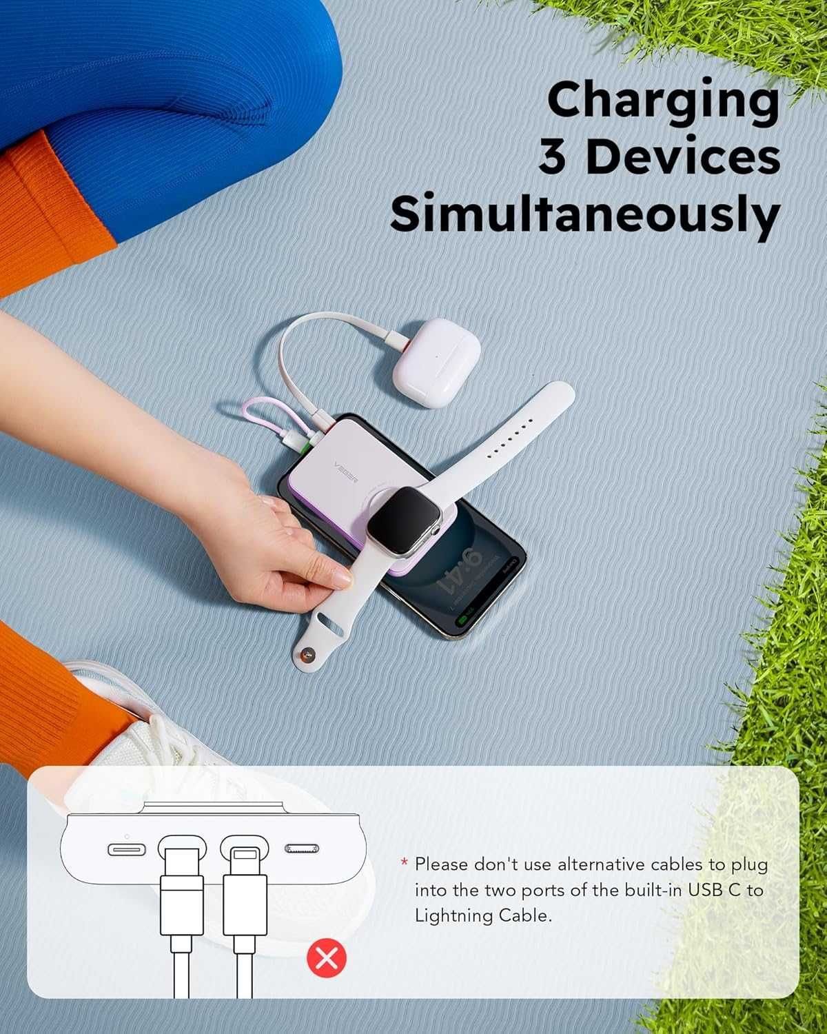 Power Bank VEGER 10000mAh для iPhone та Apple Watch, павербанк