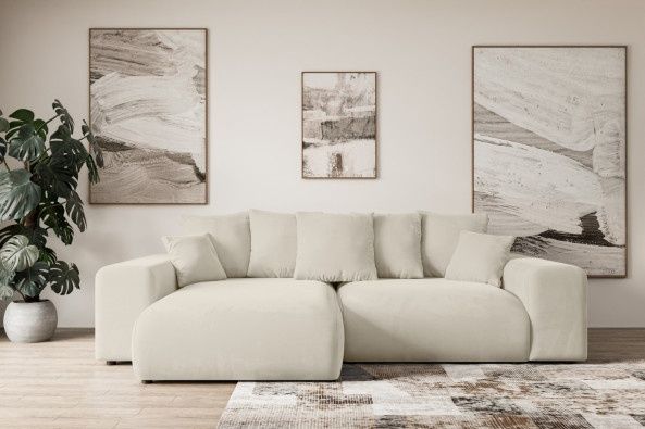 Narożnik z funkcją spania i pojemnikiem ESKAR-P256x165x84cm Beżowy BRW