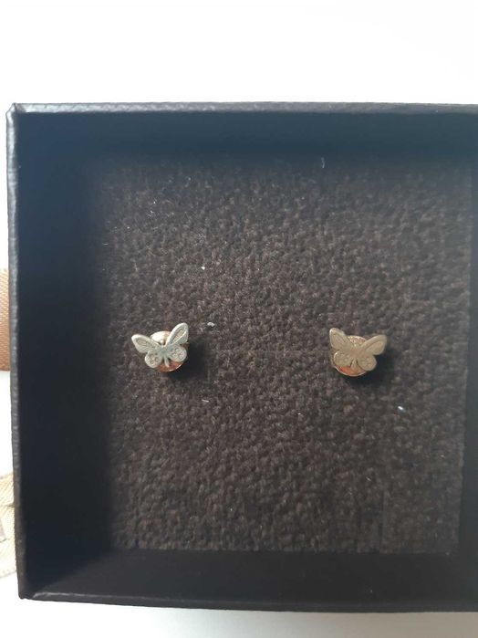 Kolczyki srebrne pozłacane motylki W.Kruk