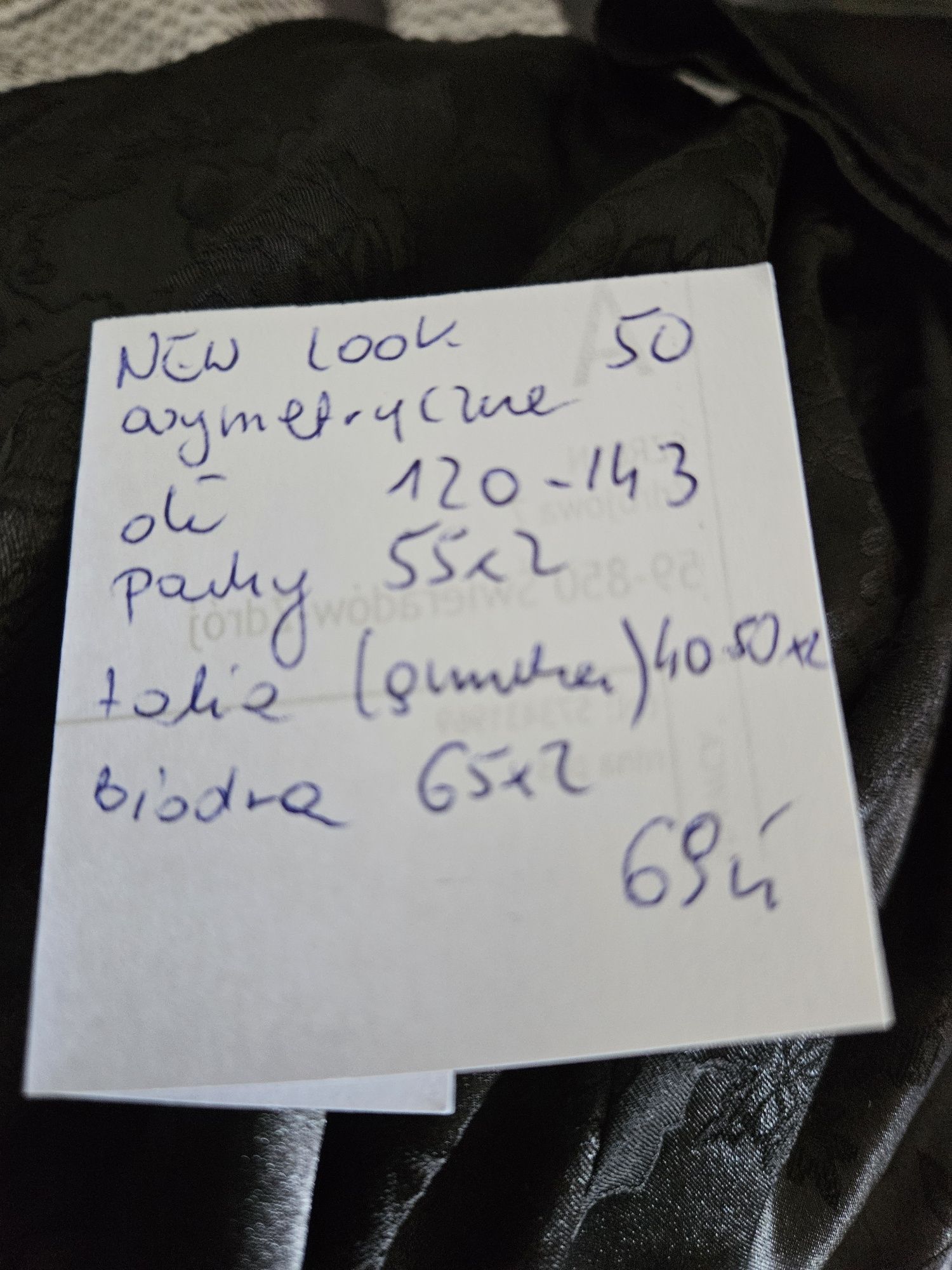 New look asymetryczna sukienka czarna błyszczący wzór r 48 50