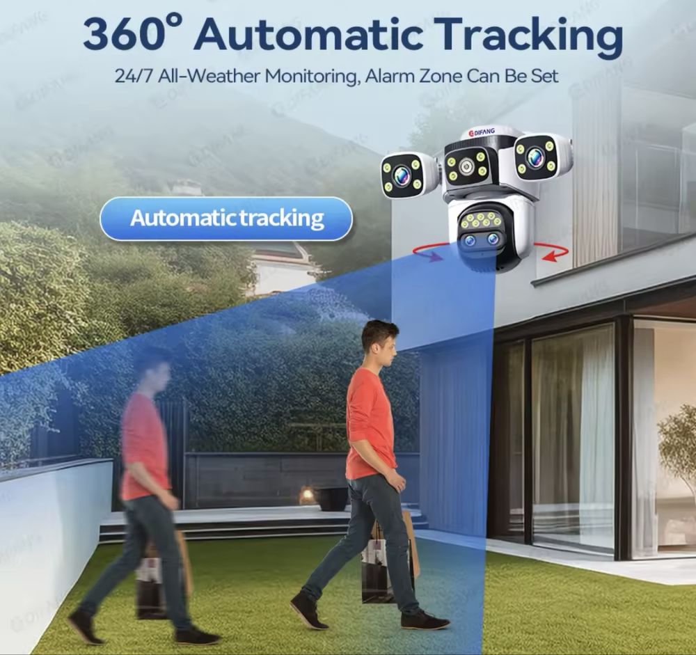 Kamera obrotowa WiFi 4 obiektywy 10K zoom 10x monitoring domu