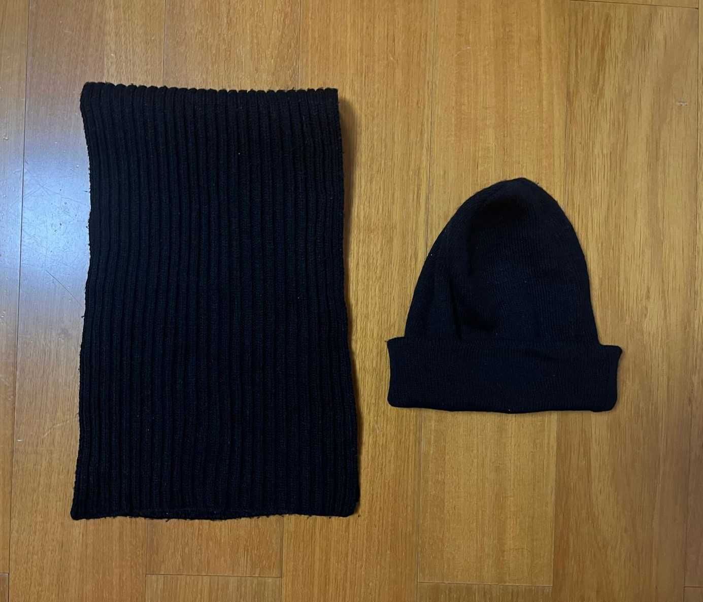 Conjunto cachecol + gorro preto