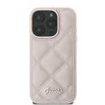 Etui Guess Quilted Metal Logo na iPhone 16 - różowe