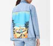 Katana jeansowa oversize z nadrukiem na plecach