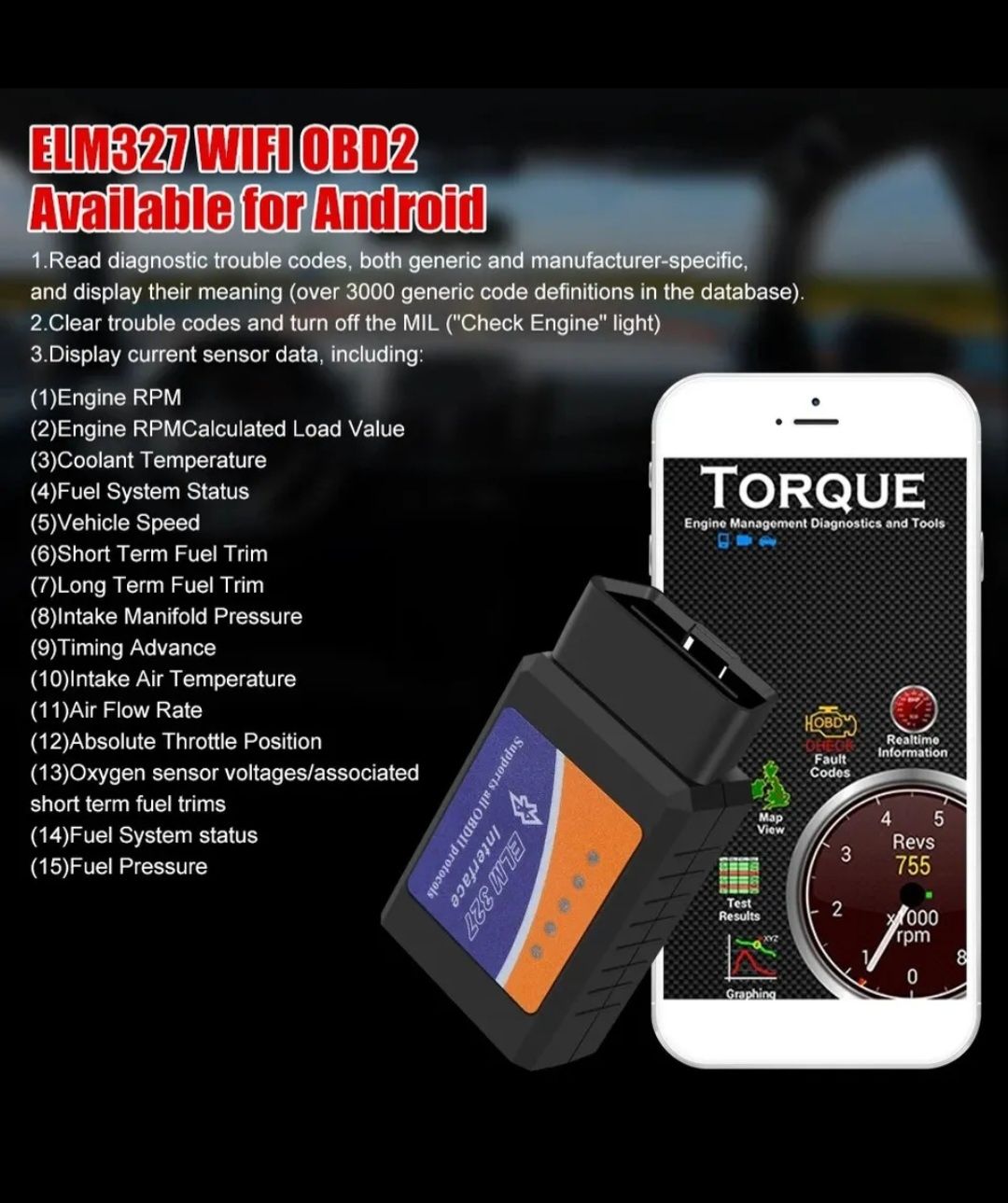 Scanner OBD2 Bluetooth Diagnóstico Auto Android, IOS