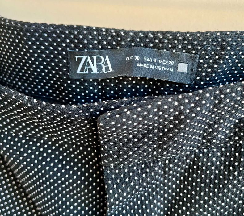 Класичні чорні штани в крапинку zara черные брюки в горох штаны