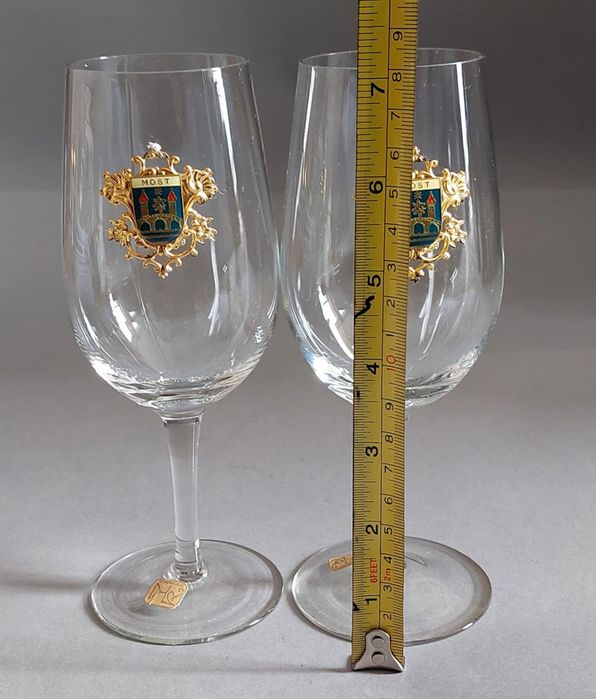 Bohemia kieliszki flet 2szt. Herb Most. Kolekcjonerski.