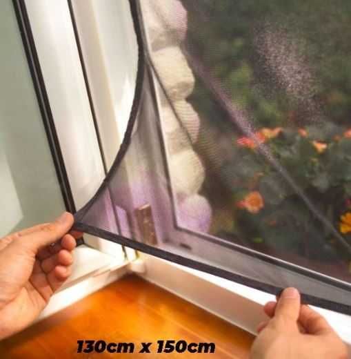 Moskitiera na okno 130x150 siatka przeciw owadom na rzep