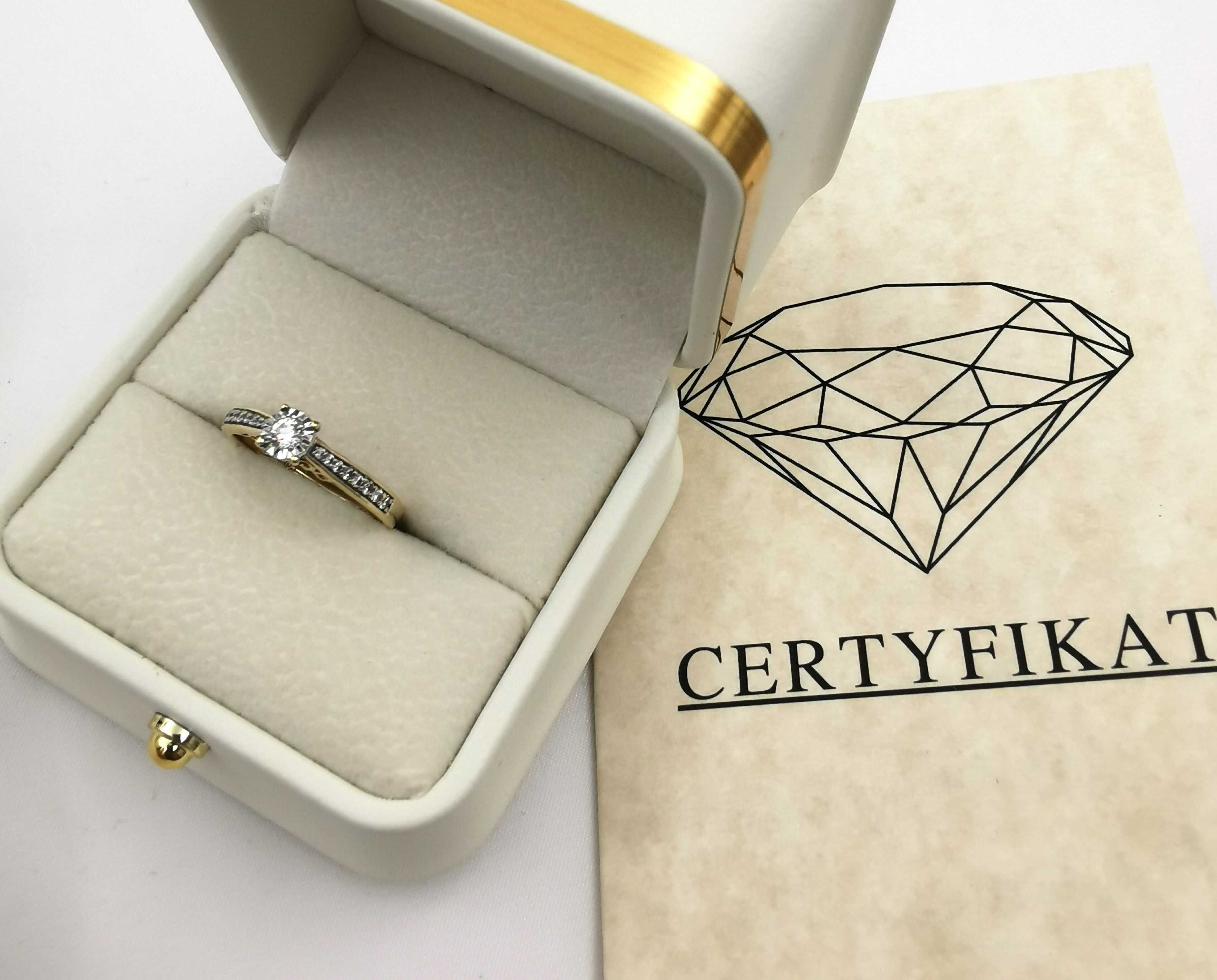 Pierścionek z BRYLANTAMI rozmiar 12 żółte i białe złoto CERTYFIKAT