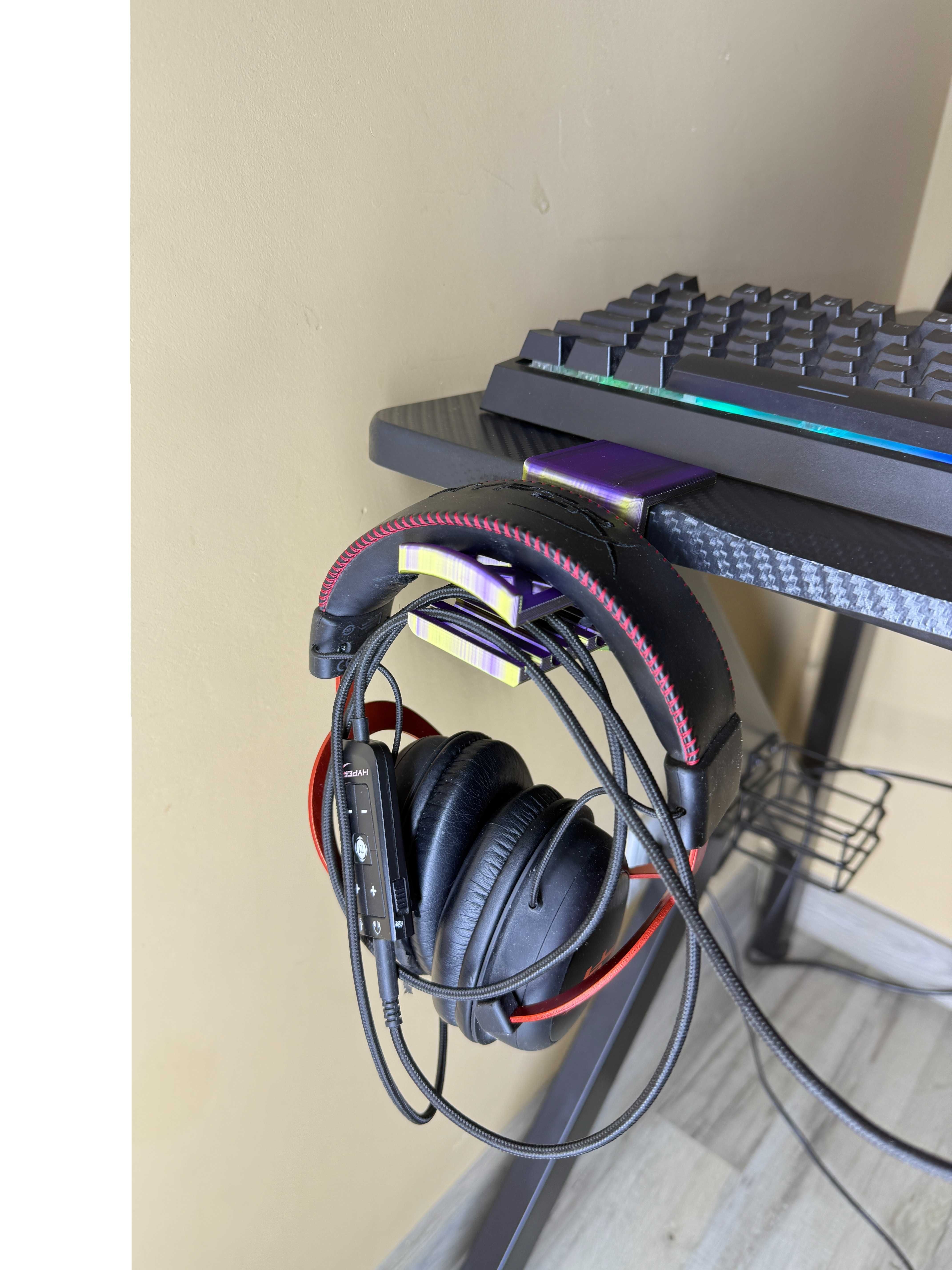 Wieszak na słuchawki z organizerem na kabel-Druk 3d, gaming biuro