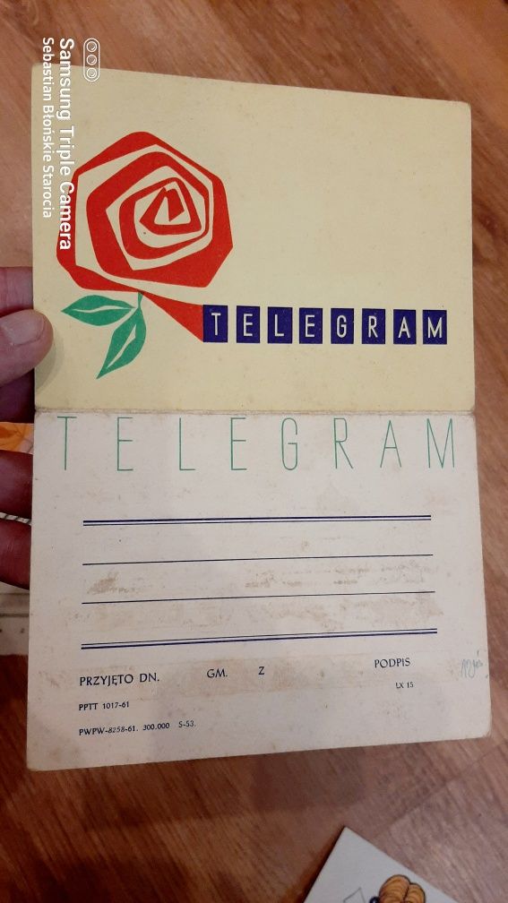 Stary telegram pocztowy kartka pocztowa 3 sztuki lata 60 prl vintage
