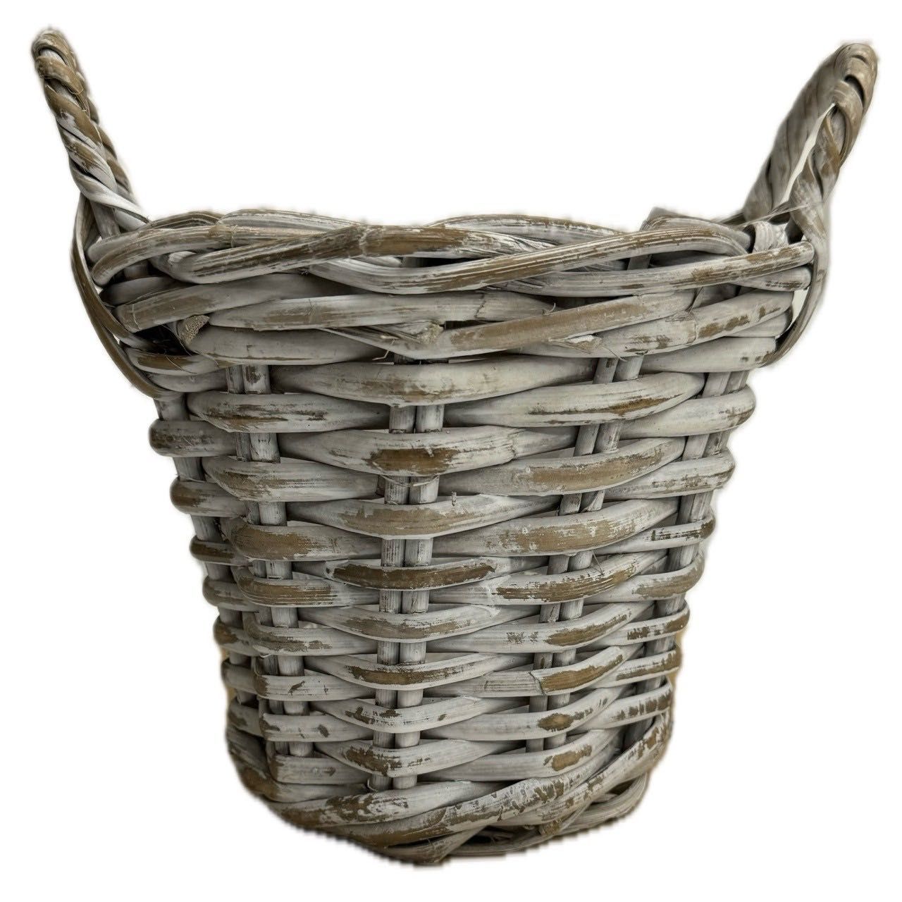 Kosz rattanowy z uchwytami bielony 25×19 cm osłonka WYPRZEDAŻ OKAZJA!