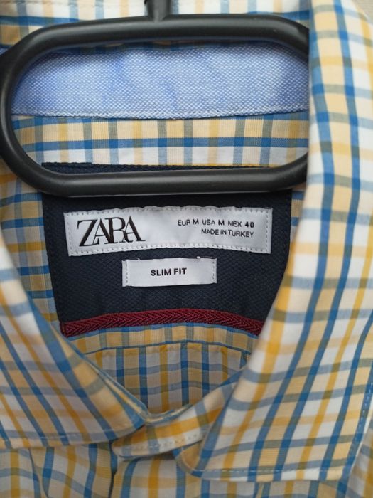 Koszula w kratkę ZARA slim fit rozm. M/40