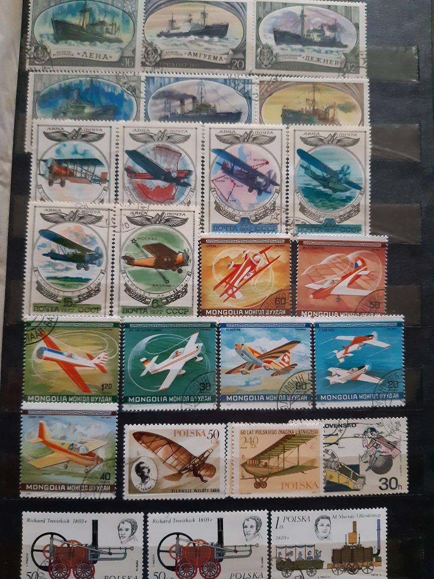 Коллекционные марки "Яхты", "Самолеты", "Паровозы" Филателия