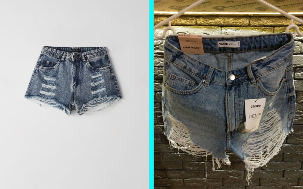 ‼️ Новые джинсовые шорты от Cropp с эффектом потертости