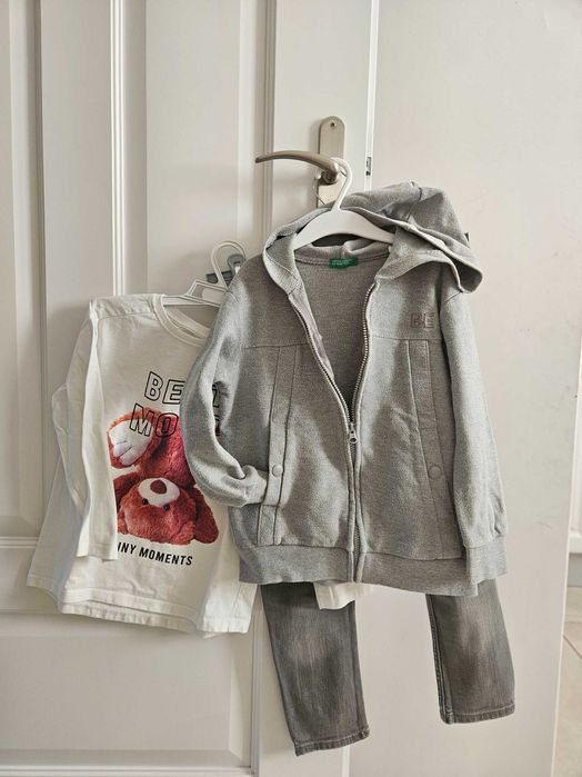 zestaw ubrań bluza jeansy spodnie kurtka koszulki 116 122 hm zara