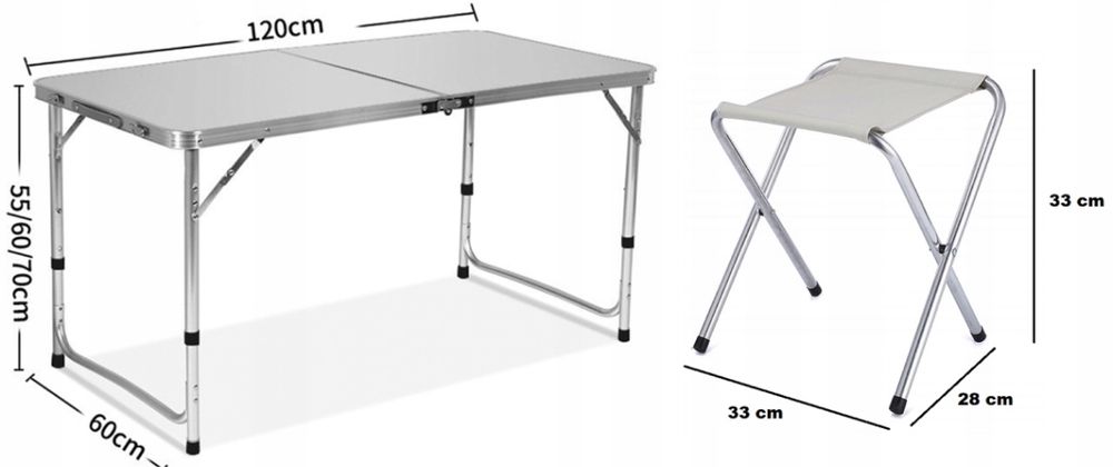 4x Krzesło Stolik Składany Zestaw Cateringowy Turystyczny Ogrodowy