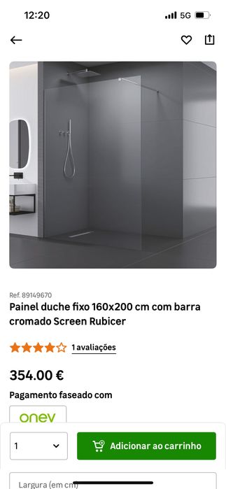 Vidro Fixo 160x2 Altura com Vidro 8mm
