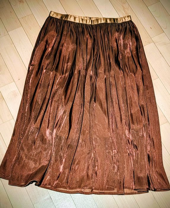 Plisowana brązowa tabaczkowa spódnica XL