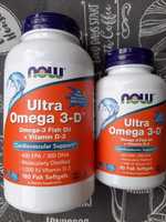 Ultra Omega 3-D, Ультра Омега 3 Д, Now Foods 600/300, 180 капсул