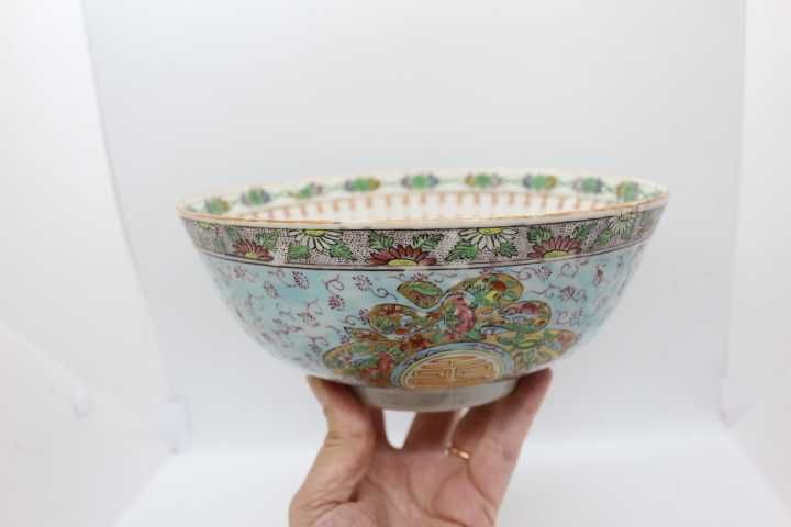 Tigela 20cm porcelana Chinesa XIX Família Verde Pintada Reservas