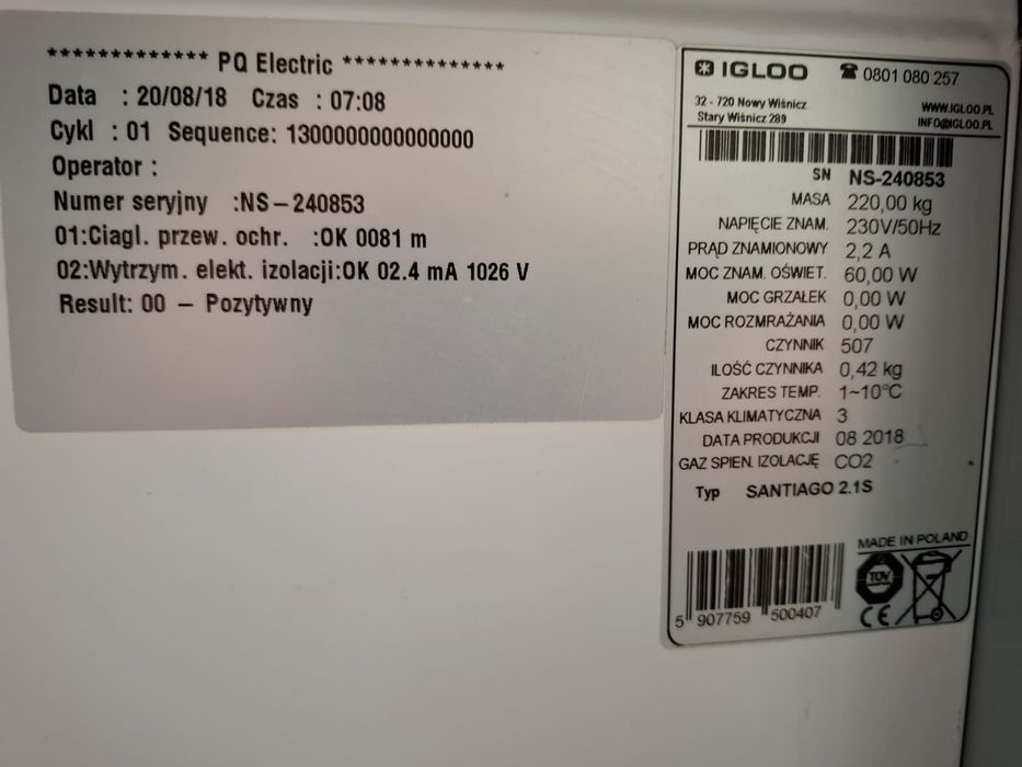 Witryna chłodnicza IGLOO Santiago 2.1S • 2018 • Sprawna • 2m