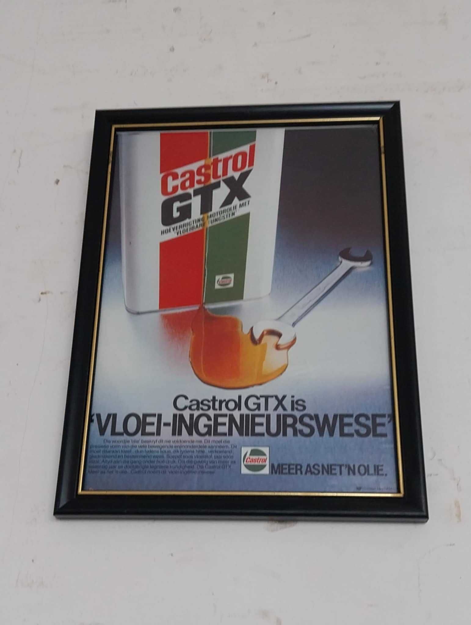 Cartaz Publicitário VINTAGE, "Castrol GTX" Emoldurado