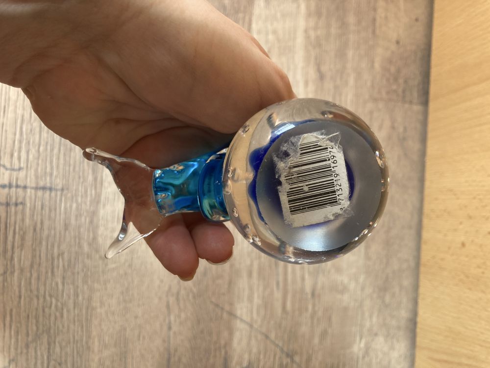 Przycisk do papieru szkło delfin wys. 9,5 cm