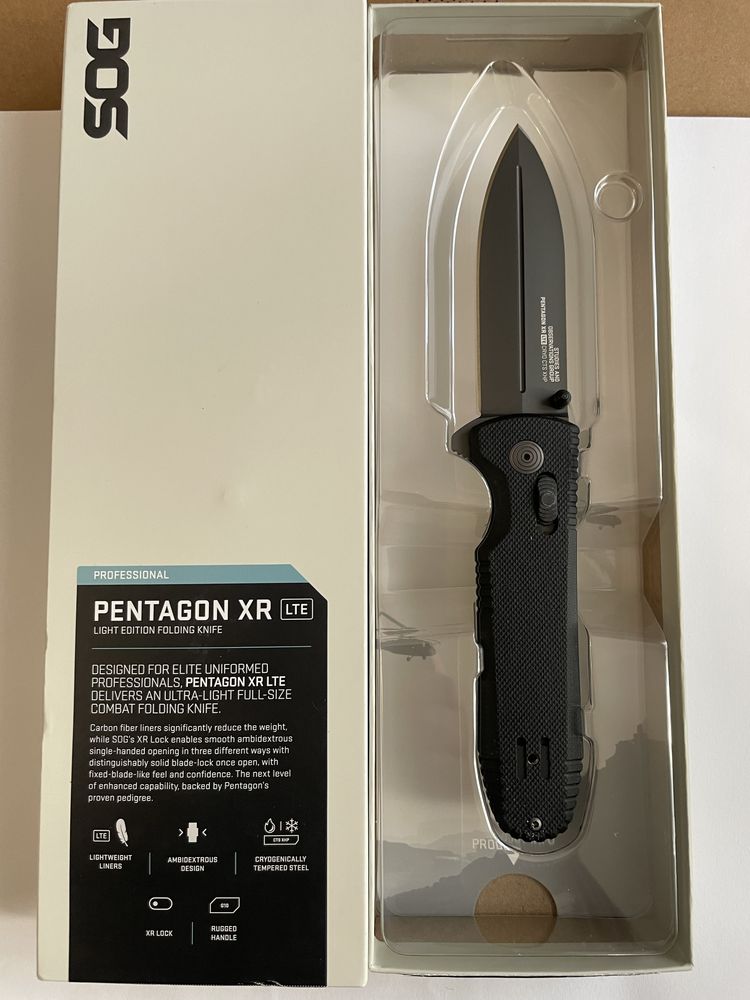 нож складной тактикал SOG Pentagon XR LTE Carbon Fiber карбон, CTS-XHP