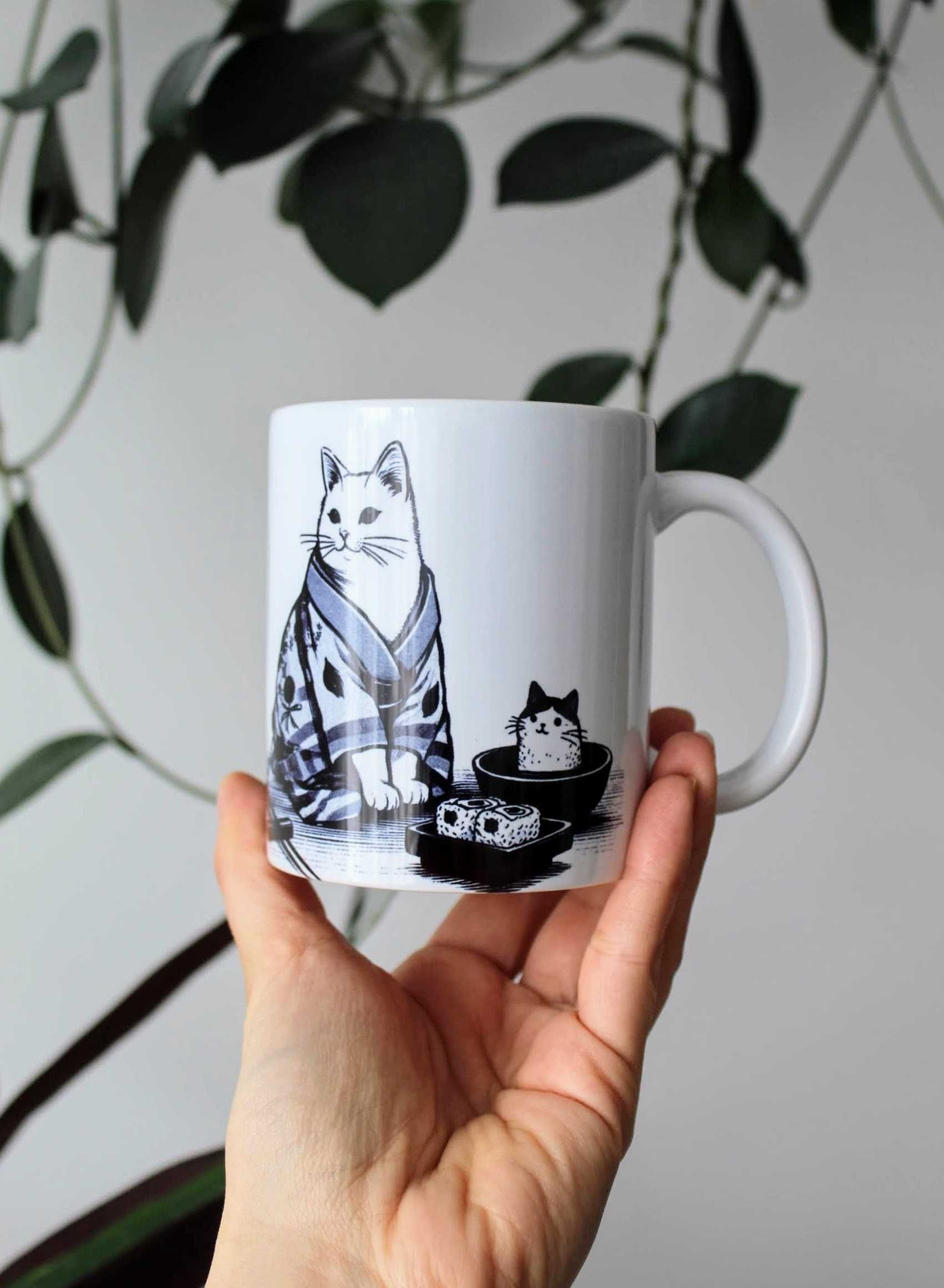 Kubek Kot w kimonie i mały kotku 330ml