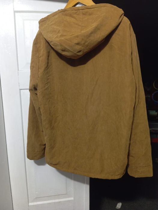 Ouku Kurtka z kapturem brązowo oliwkowa ala zamsz r. L