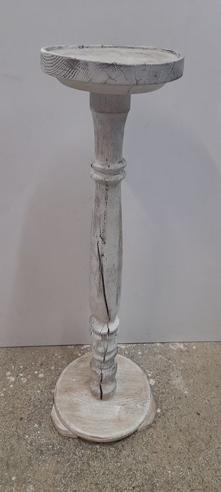 Kwietnik stojący drewniany toczony biały bielony stary po wojenny