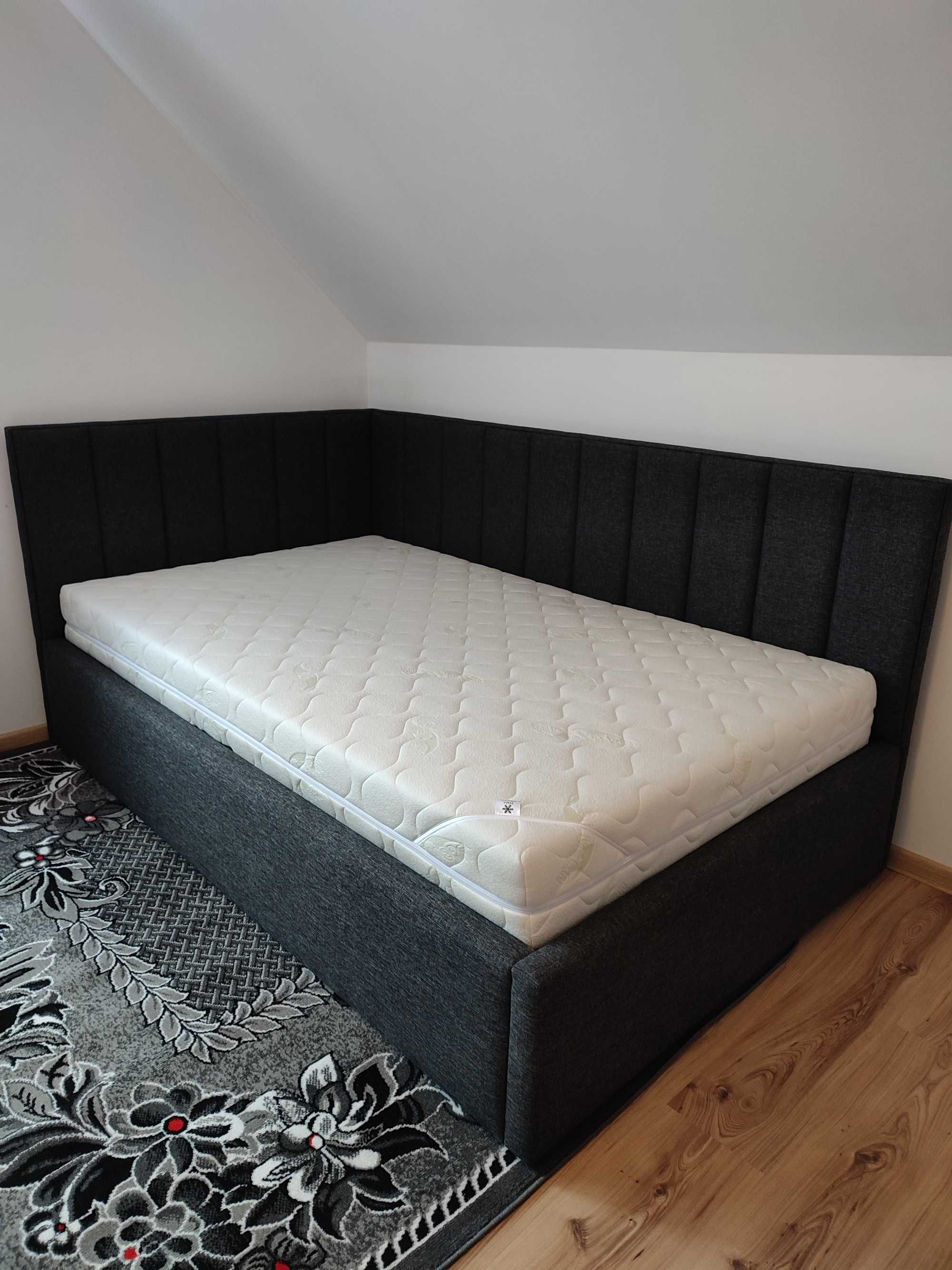 6 Łóżko tapicerowane, narożne, pojemnik,  producent 120/140 x 200