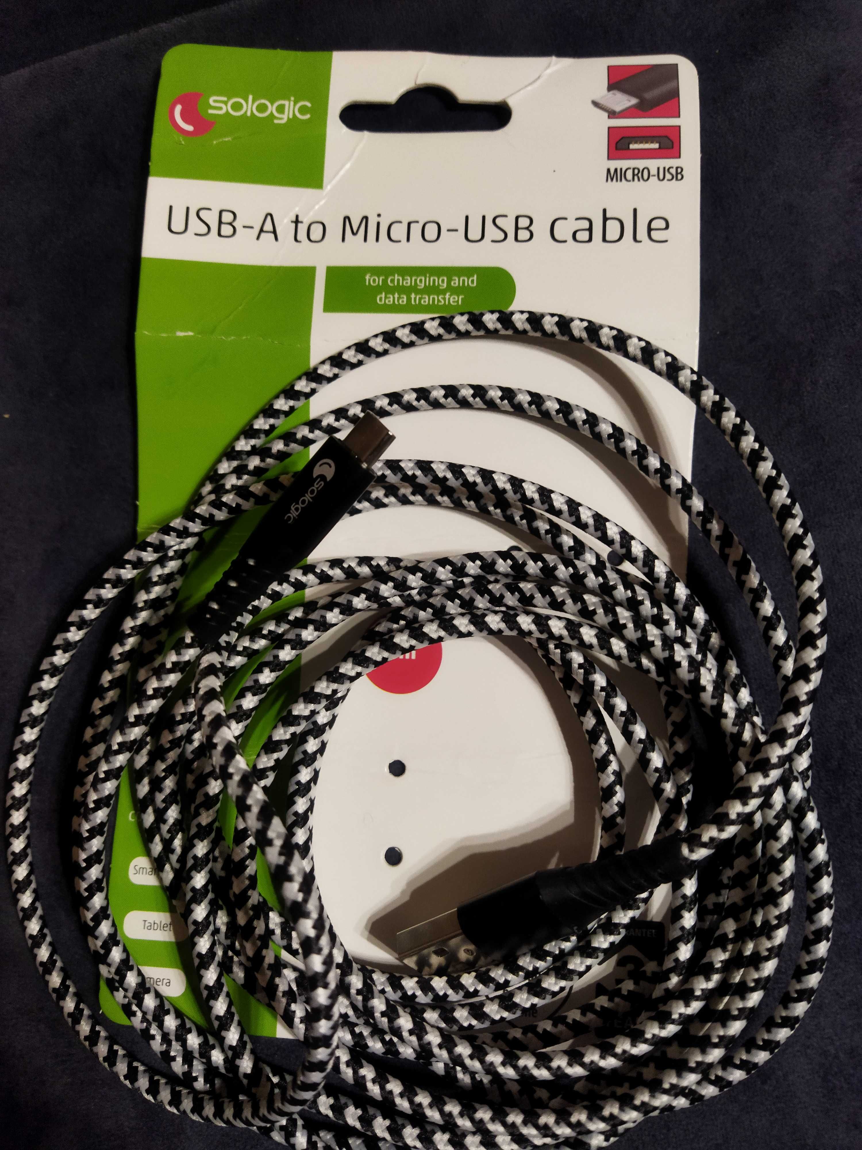 Кабель usb -А мікро-usb  sologic плетіння telstylny 3 метра