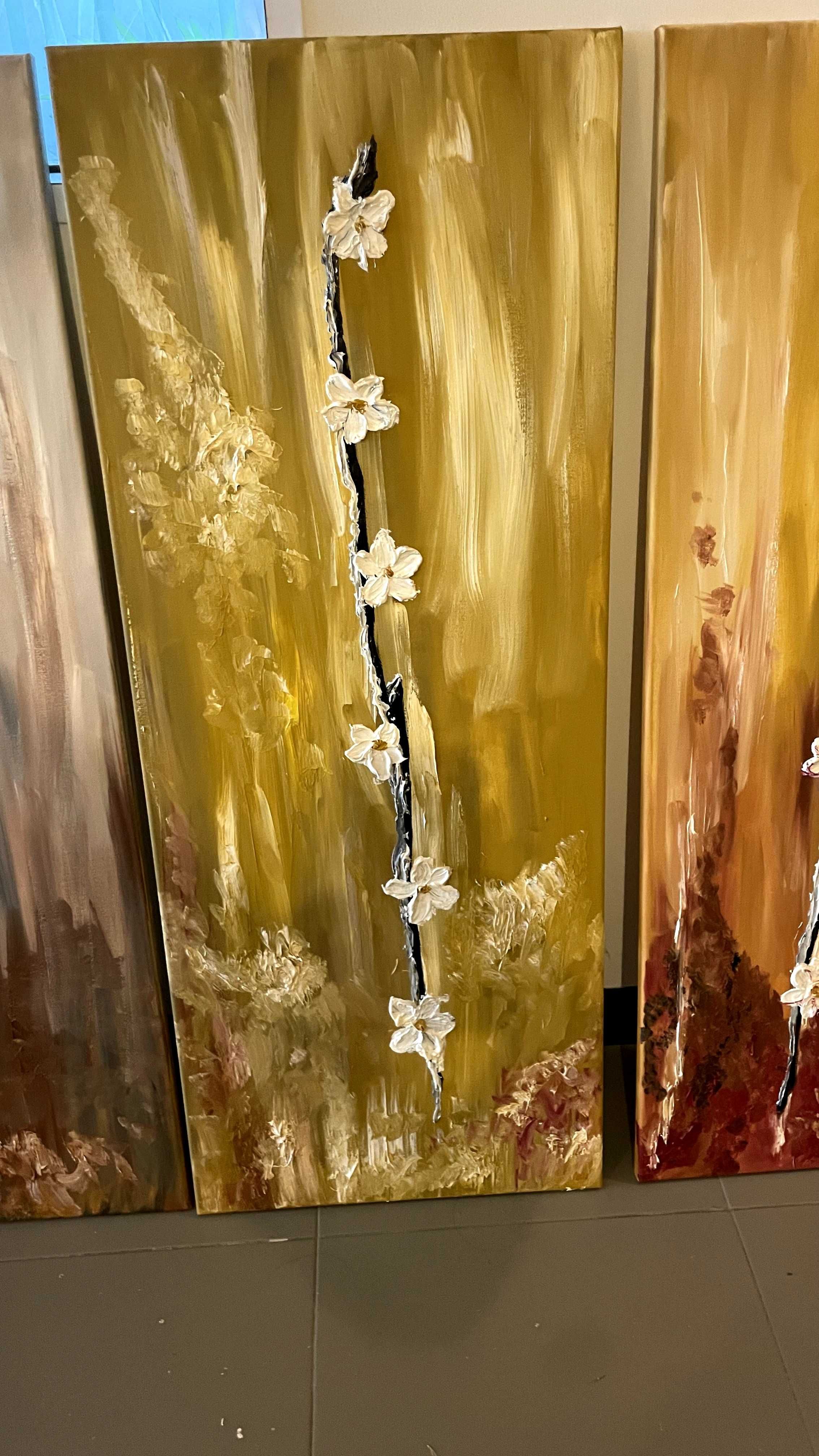 Conjunto de 5 Quadros de Flores em Várias Cores