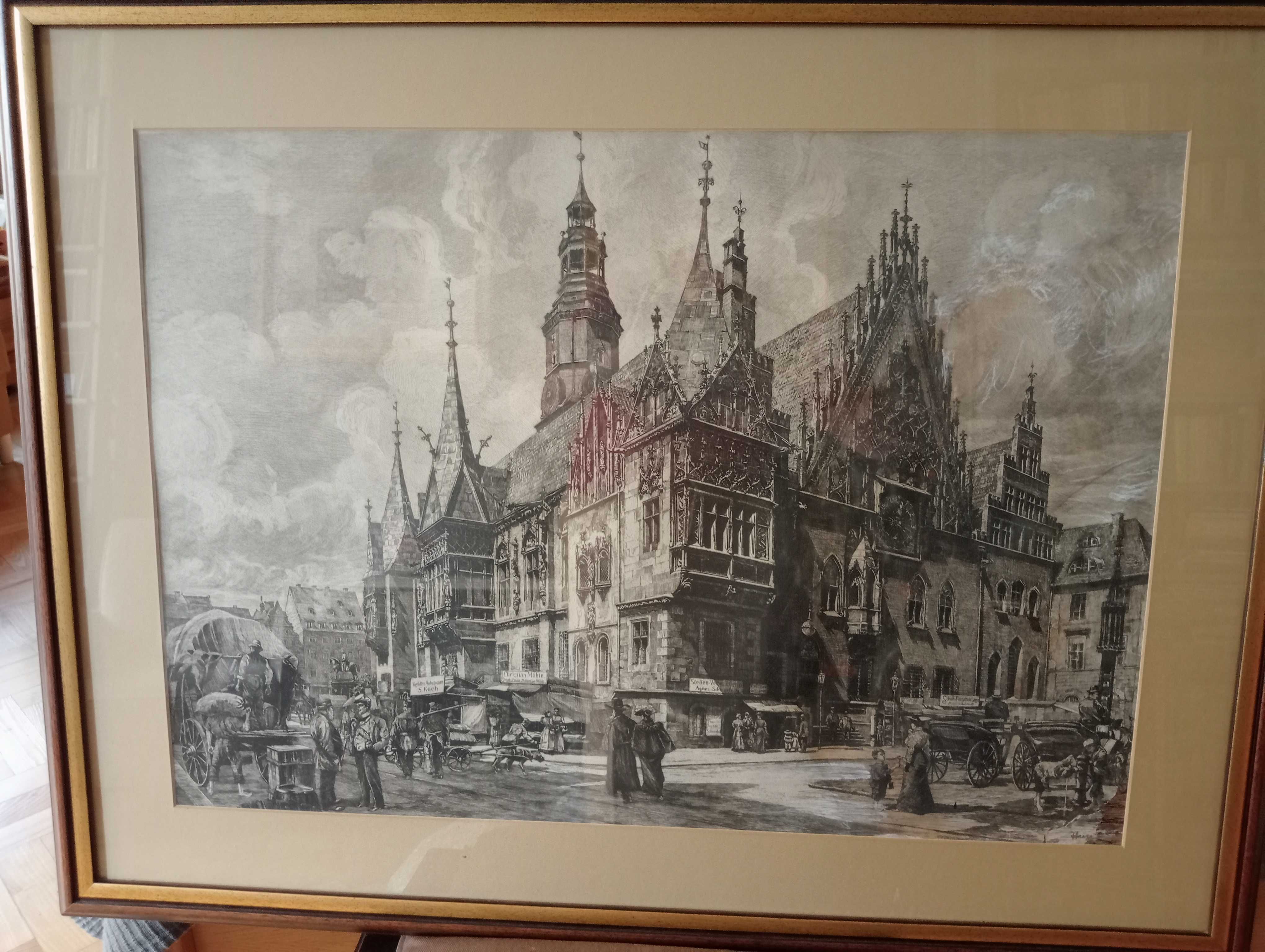 Wrocławski ratusz XIX - Hugo Ulbrich - akwaforta