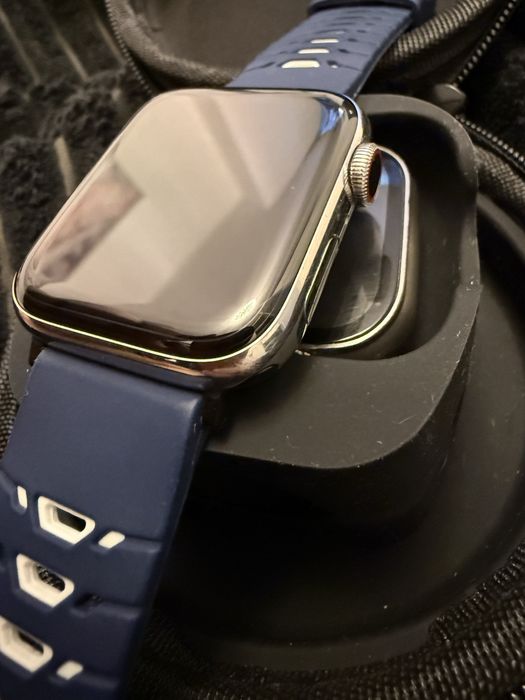 Apple watch 4 LTE+Celluar, Stal+Szafir, paski i etui. 44mm, Stan BDB