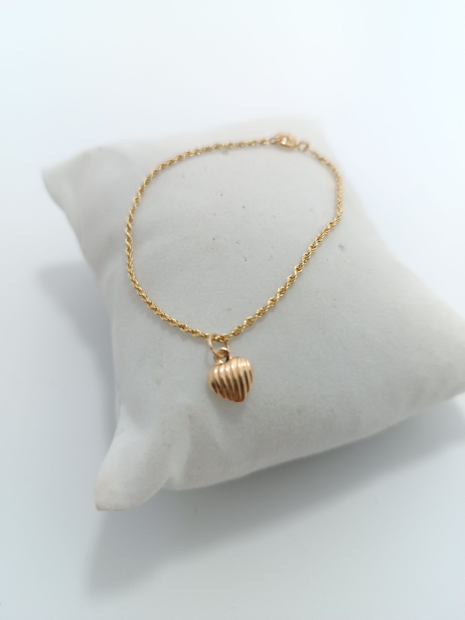 OURO 19Kt pulseira criança 15cm pendente coração