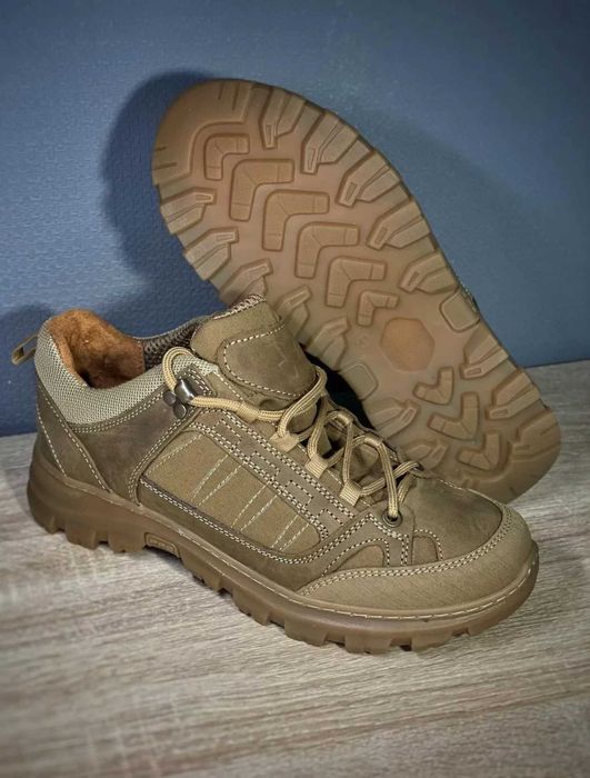 Тактические демисезонные армейские кроссовки ВСУ кожаные койот военные